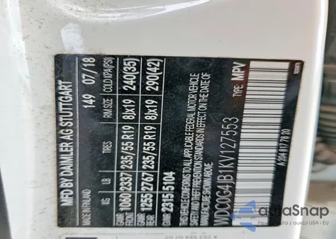 2019 Mercedes-Benz Glc 300 from USA, damaged, VIN WDC0G4JB1KV127553